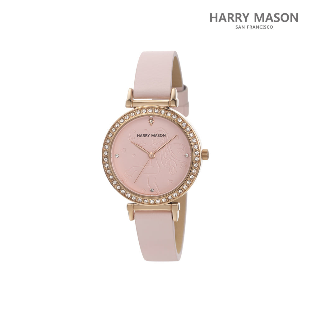 [해리메이슨] 명품 여성 핑크 레더 시계 HM1SW506RGPK